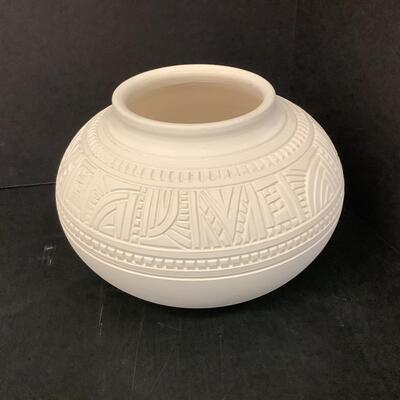 Lot 1098  Earth Spirits Ceramic Art Vase & Signed Oval Etched Glass Bowl