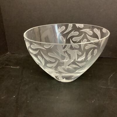 Lot 1098  Earth Spirits Ceramic Art Vase & Signed Oval Etched Glass Bowl