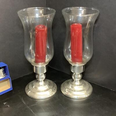 Lot 1099   Danish Silverplate Bowl by Godoy Fraberg, Pewter Coasters, Napkin Ring,& Candlesticks