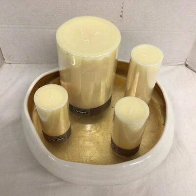 1104 Pier One Candle Set with Ethan Allen  Dish