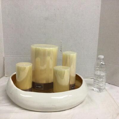 1104 Pier One Candle Set with Ethan Allen  Dish