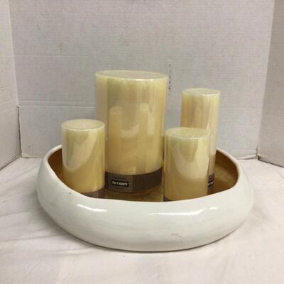 1104 Pier One Candle Set with Ethan Allen  Dish