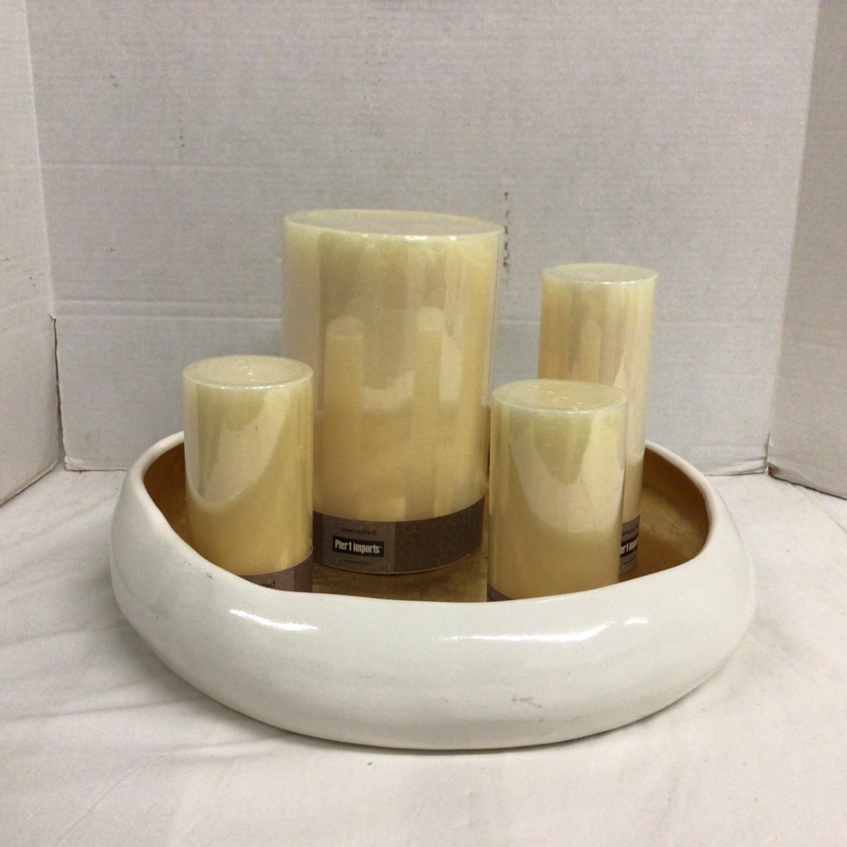 1104 Pier One Candle Set with Ethan Allen Dish