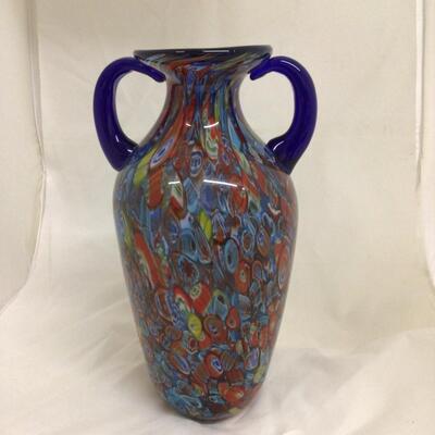 1125 Murano Glass Double Handled 13â€ Vase