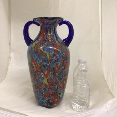 1125 Murano Glass Double Handled 13â€ Vase