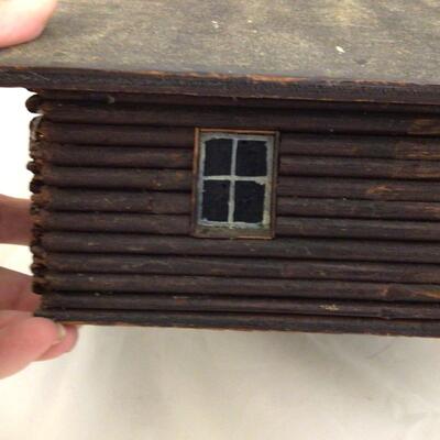 1126 Vintage Handmade Log Cabin with Two Framed Prints