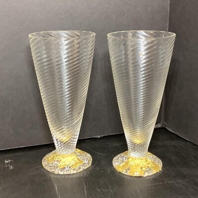 Lot 1108. Five Vintage Collins Glasses / Pair of Hand Blown Murano Wine Glasses