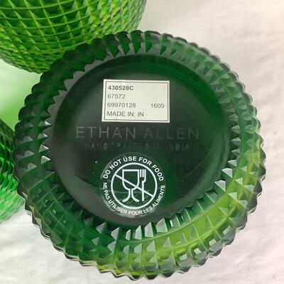 1027 Ethan Allen Set of 5 Lucira Emerald Vases