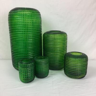 1027 Ethan Allen Set of 5 Lucira Emerald Vases