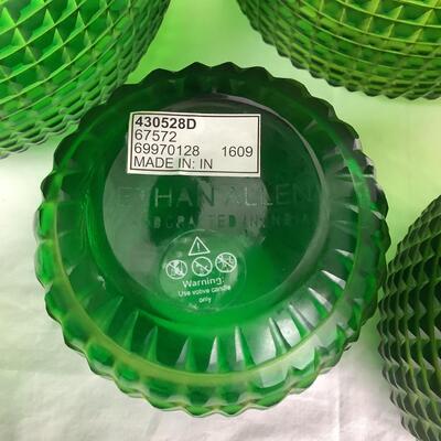 1027 Ethan Allen Set of 5 Lucira Emerald Vases