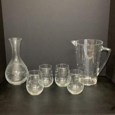 Lot 1109. DANSK Glass & Acrylic Fish Etched Beverage Serving Set