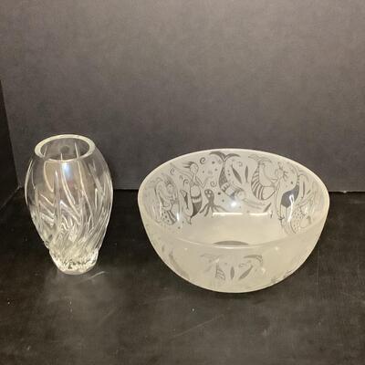 Lot 1116. Mermaid Bowl by Leandra Drum / Signed Crystal Vase