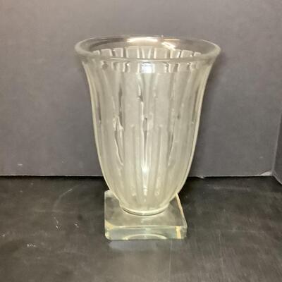 Lot  1120. Signed Verlys France Art Deco, Clear & Opalescent Glass Vase