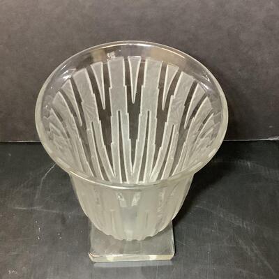 Lot  1120. Signed Verlys France Art Deco, Clear & Opalescent Glass Vase