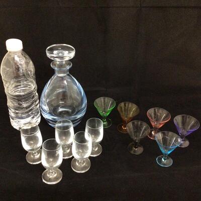 1128 Signed Strombergshyttan Crystal Decanter with 11 Cordials