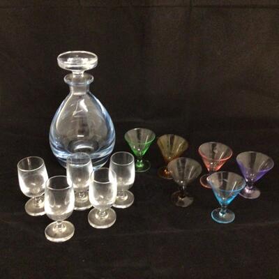 1128 Signed Strombergshyttan Crystal Decanter with 11 Cordials