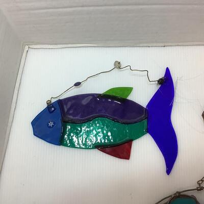 Lot 1124 Lot of Stained Glass Fish, Hummingbird, Pelican