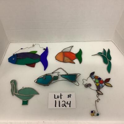 Lot 1124 Lot of Stained Glass Fish, Hummingbird, Pelican