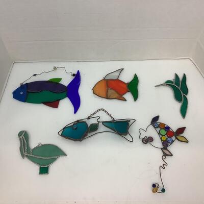 Lot 1124 Lot of Stained Glass Fish, Hummingbird, Pelican