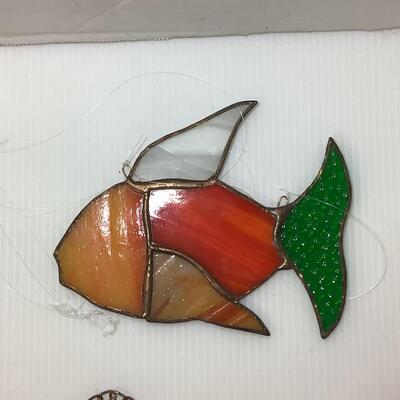 Lot 1124 Lot of Stained Glass Fish, Hummingbird, Pelican