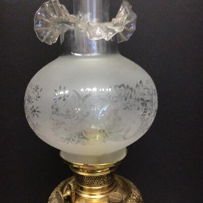 1129 Antique Bradley & Hubbard Victorian Kerosene Banquet Lamp