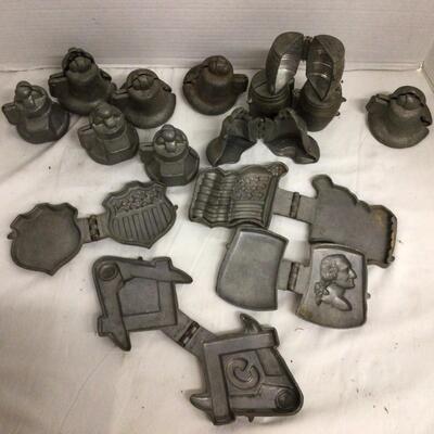 1146 Set of 5 Antique Pewter Floral Eppelsheimer Ice Cream Molds