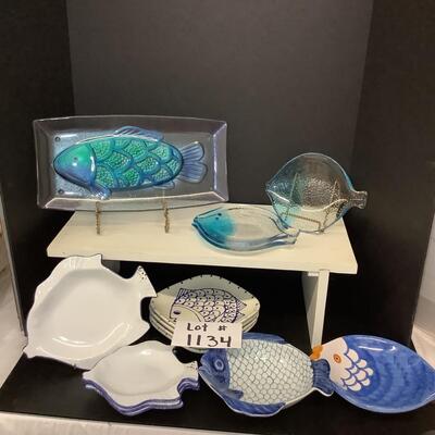 Lot 1134. Glass and Pottery Fish Themed Plates