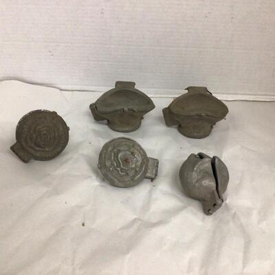 1147 Set of 5 Antique Floral Eppelsheimer  Pewter Ice Cream Molds