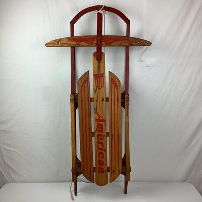 1032 Vintage American Red Metal/Wood Sled