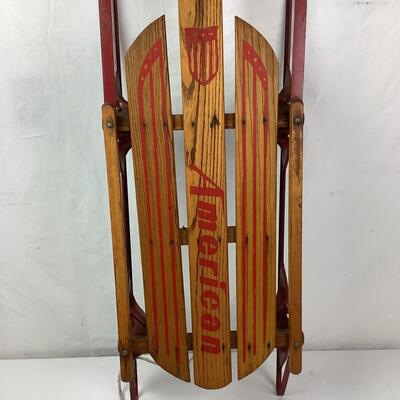 1032 Vintage American Red Metal/Wood Sled