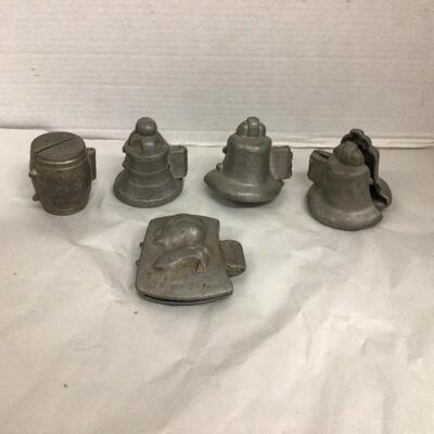 1149 Set of 5 Antique Eppelsheimer Liberty Pewter Ice Cream Molds