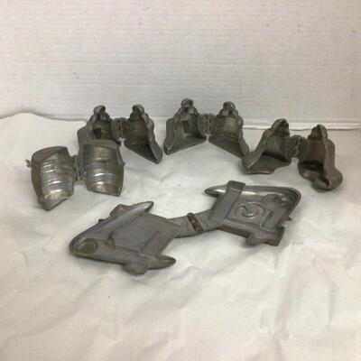 1155 Lot of 5 Antique Pewter Liberty Masonic Ice Cream Molds