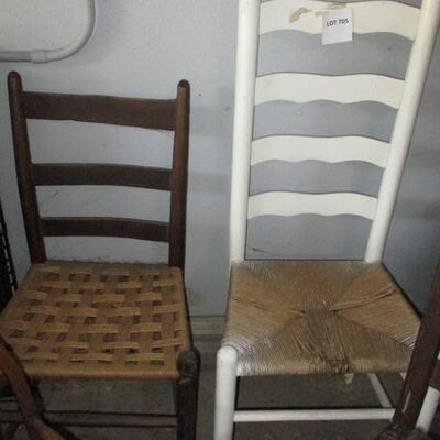 3 Vintage ladderback Chairs/Vintage Child's rocker