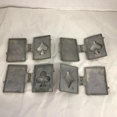 1158 Set of 4 Antique Pewter Eppelsheimer Playing Cards Ice Cream Molds