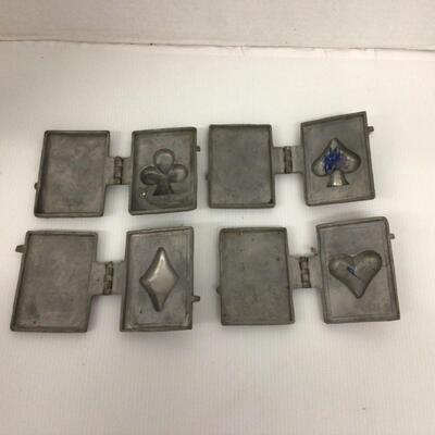 1159 Set of 4 Antique Eppelsheimer Playing Card Suit Pewter Ice Cream Molds