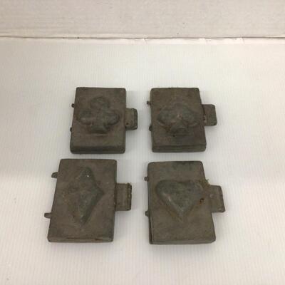 1159 Set of 4 Antique Eppelsheimer Playing Card Suit Pewter Ice Cream Molds