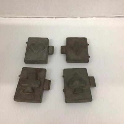 1165 Set of 4 Antique Eppelsheimer Pewter Card Suit Ice Cream Molds