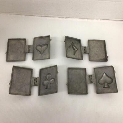 1165 Set of 4 Antique Eppelsheimer Pewter Card Suit Ice Cream Molds
