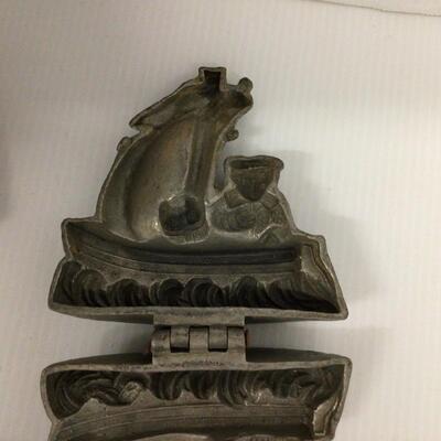 1166 Set of 3 Antique Pewter Epplesheimer Boy Sailing Ice Cream Molds