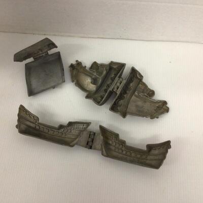 1166 Set of 3 Antique Pewter Epplesheimer Boy Sailing Ice Cream Molds