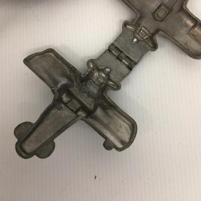 1168 Set of 2 Antique Eppelsheimer Plane, Boat Pewter Ice Cream Molds