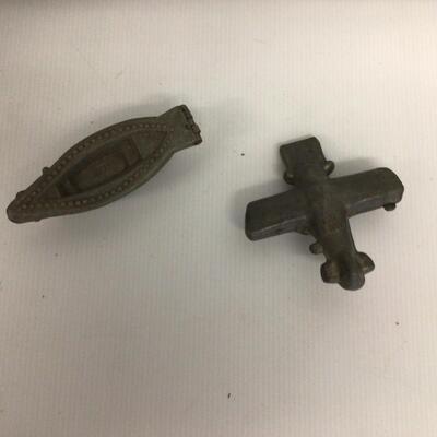 1168 Set of 2 Antique Eppelsheimer Plane, Boat Pewter Ice Cream Molds