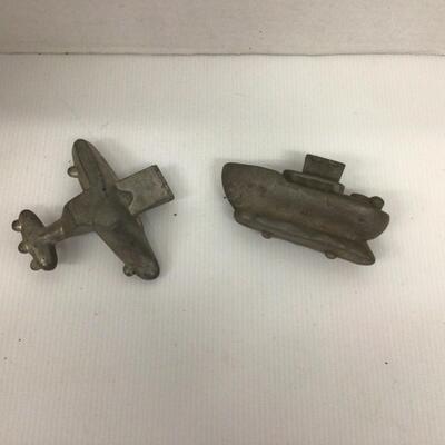 1169 Set of 2 Antique Eppelsheimer Boat Plane Pewter Ice Cream Molds