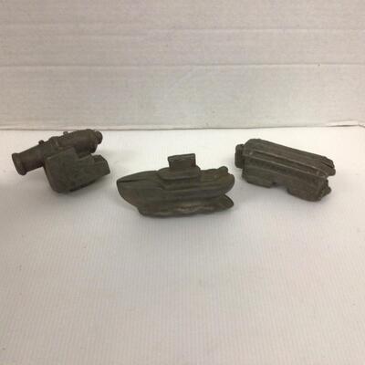 1170 Set of 3 Antique Pewter Eppelsheimer Boat,Cannon, Train Ice Cream Molds