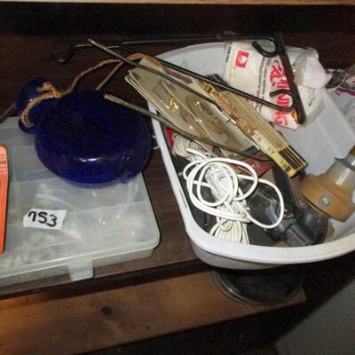 Wooden Shelf w/misc items