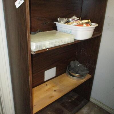 Wooden Shelf w/misc items