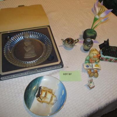 Goebel Crystal Glass Plate/Hummel Figurine and other