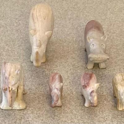 Lot Of Six Carved Stone Animal Figures