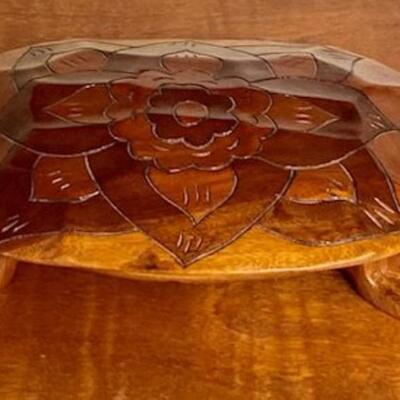 Carved Wooden Turtle Box