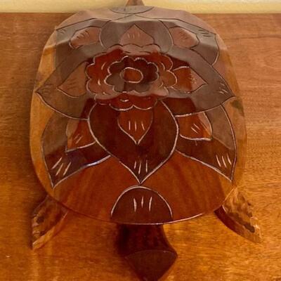 Carved Wooden Turtle Box